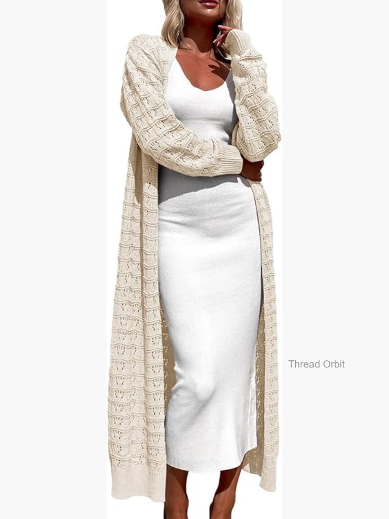 X-Large Acrylic Crochet Maxi Cardigan Open Front Lightweight Sweater